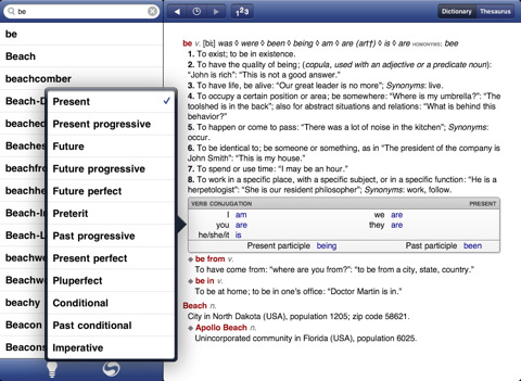 The English Dictionary and Thesaurus on the iPad