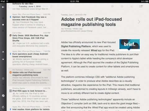 Reeder for iPad