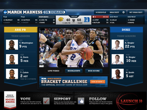 NCAA March Madness On Demand for iPad