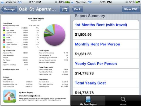 My Rent Report iPhone app review