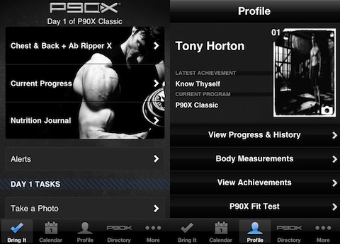 P90X iPhone app profile
